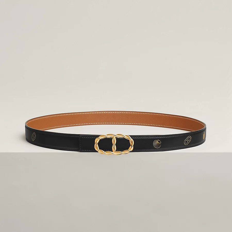 Maillon Torsade belt buckle & Hermès sur Mer reversible leather strap 24 mm - Image 1